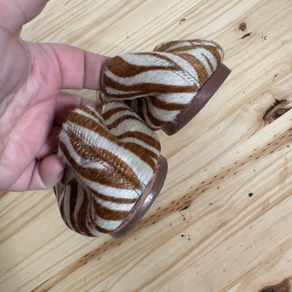 Sam Edelman 8.5 Fur Dyed Cow Hair Felicia Luxe Ballet Shoes Brown Zebra Print - Picture 4 of 11